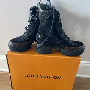Louis Vuitton Black and Brown Ankle Boots